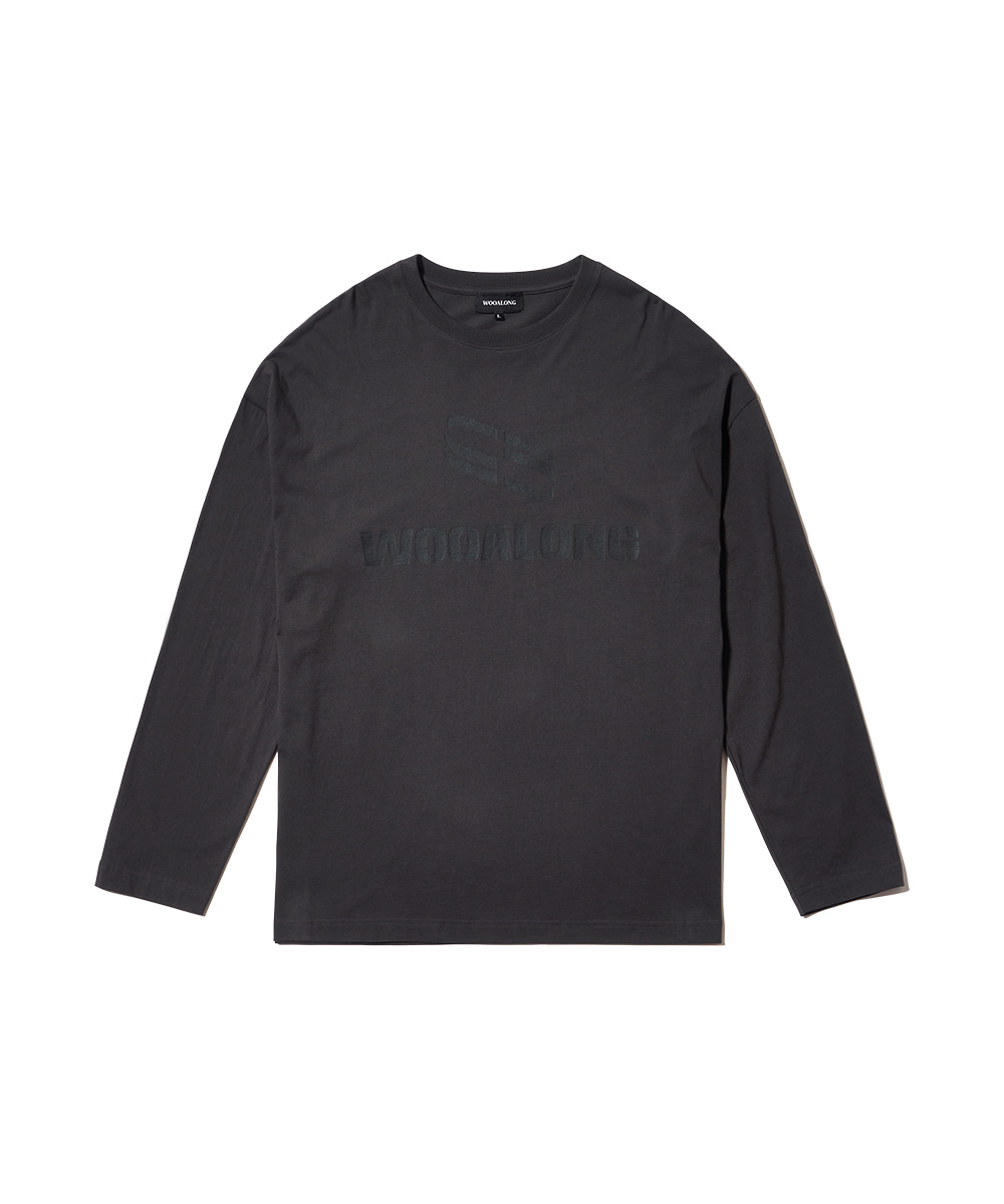 WOOALONG우알롱 Spin logo over fit long sleeve - CHARCOAL