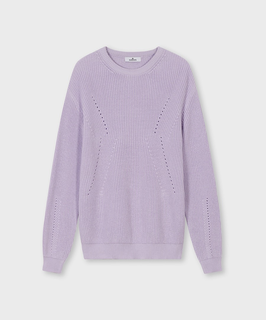 OURSCOPE아워스코프 Decal Twist Punching Knit (Light Purple)
