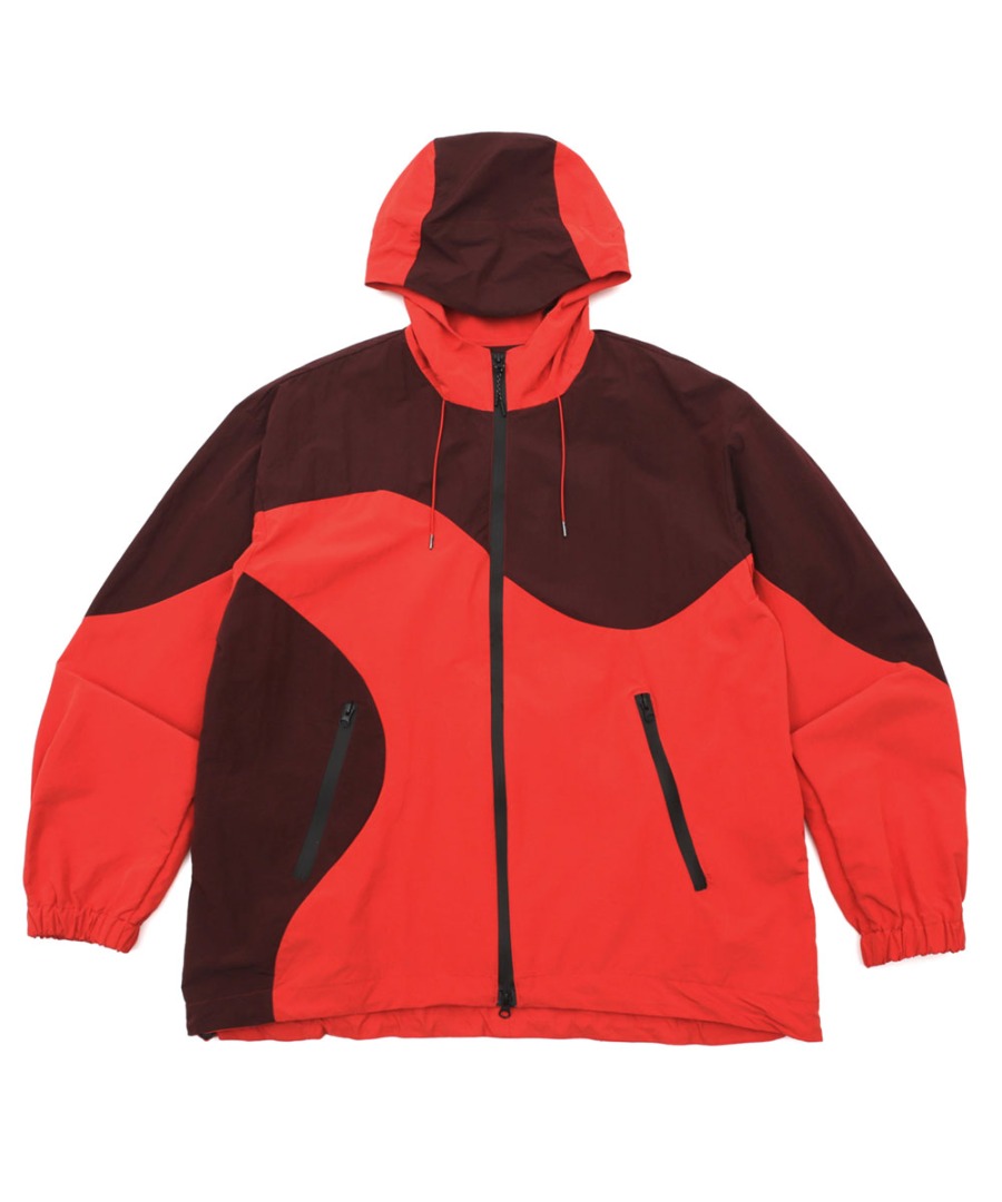 NOS COULEURS노쿨러스 WAVE COLOER BLOCK WIND BREAKER RED