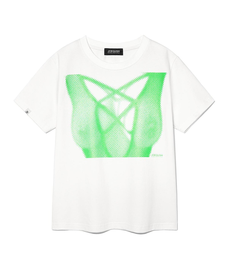 JOEGUSH조거쉬 X-ray Boobs T-shirt (CROP VER.) (White/Yellow-green)