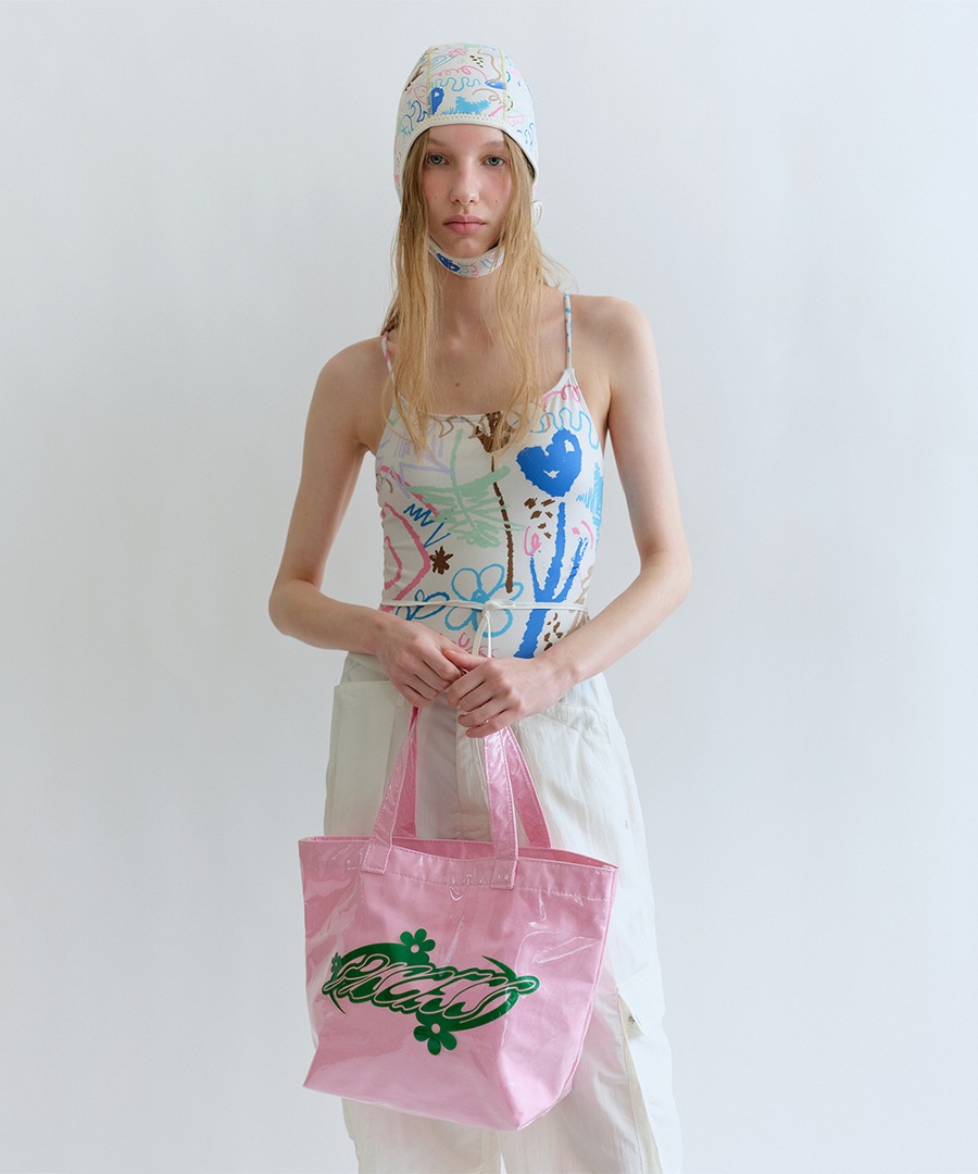PISCESS파이시스 Flower Logo PVC Tote Bag_Pink