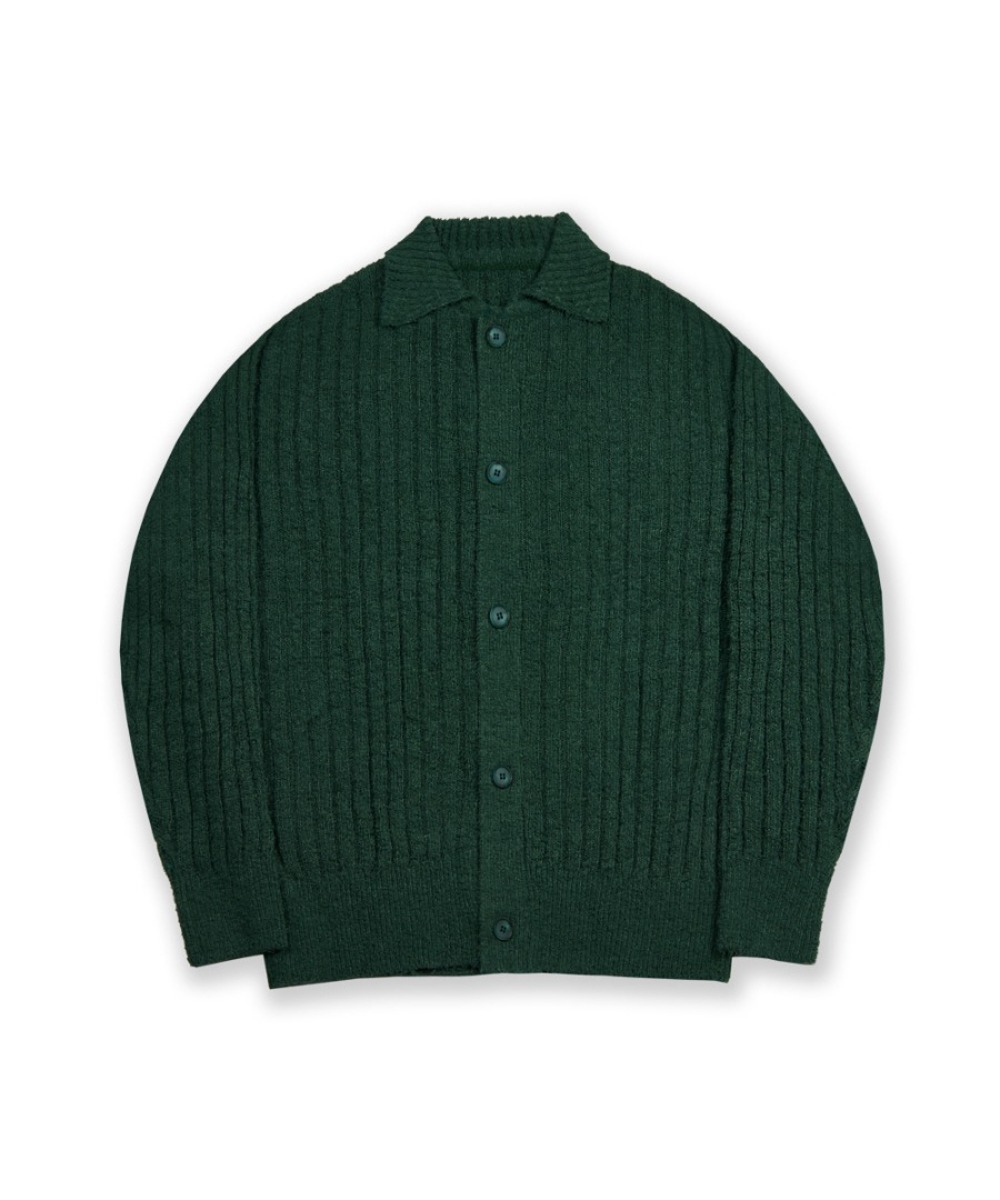 PERENN퍼렌 [23'SPRING] tail yarn collar cardigan_moss green