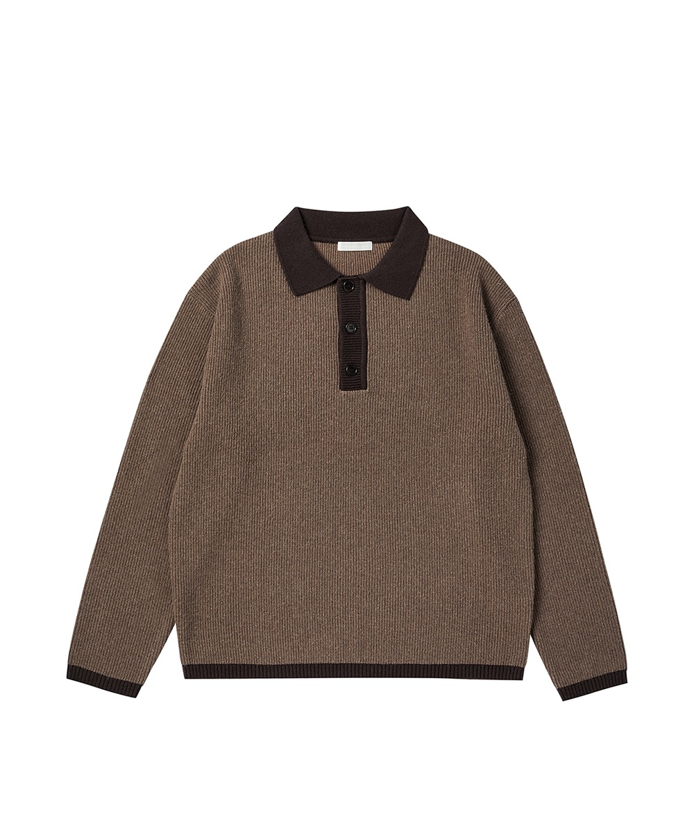 WORTHWHILE MOVEMENT월스와일무브먼트 RELAXED POLO SWEATER (Brown)