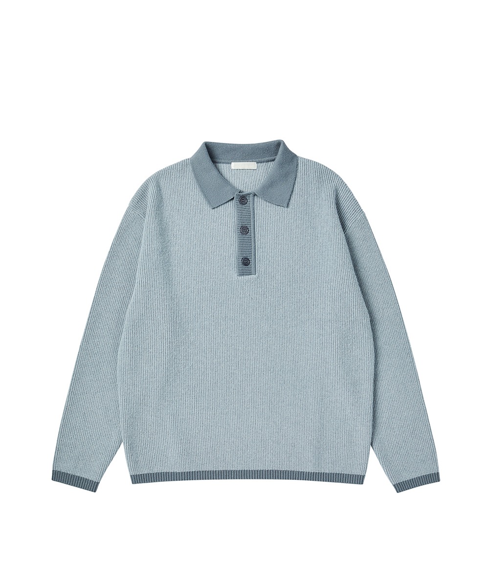 WORTHWHILE MOVEMENT월스와일무브먼트 RELAXED POLO SWEATER (Pale blue)