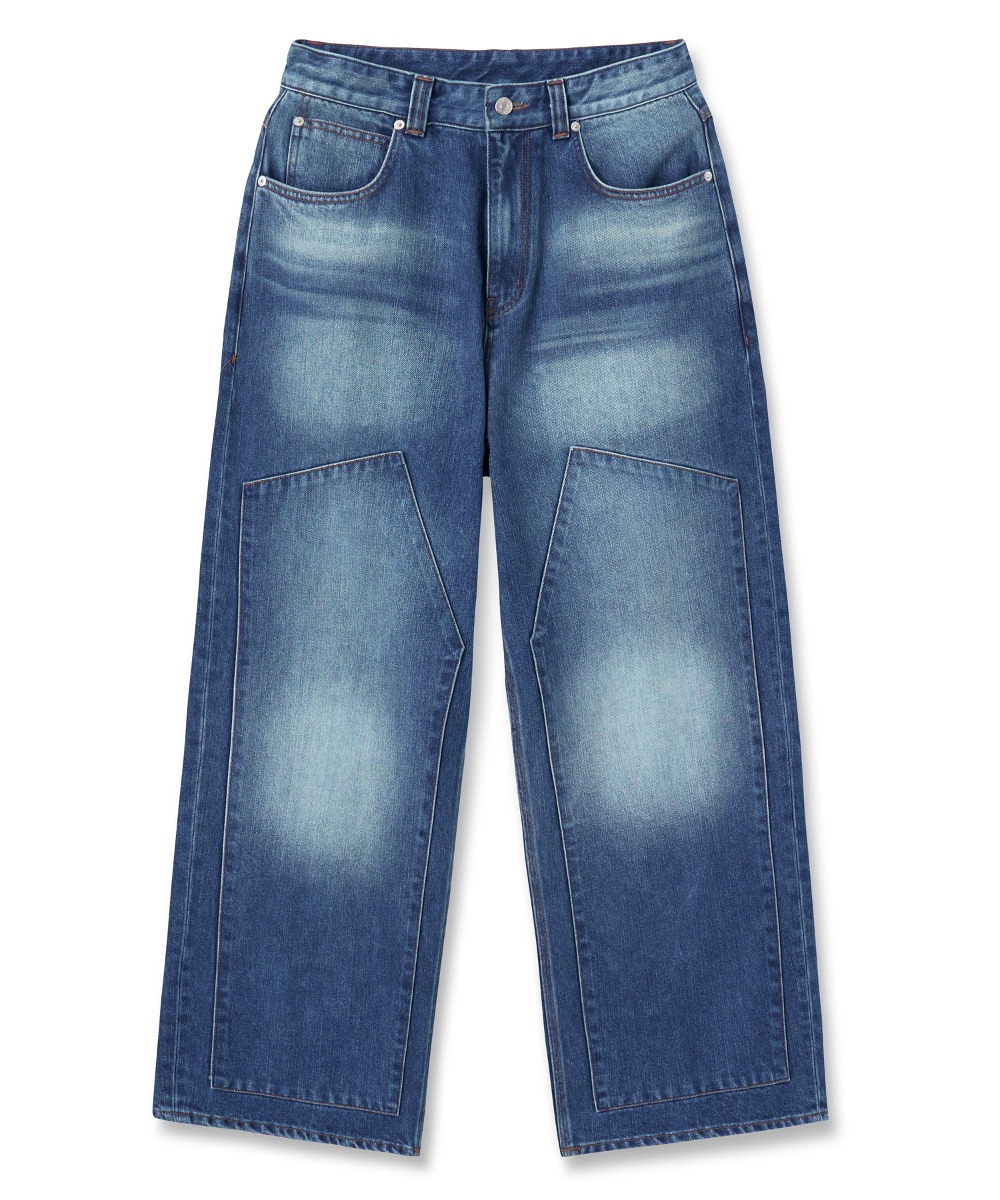 NOUN노운 patched denim pants (mid blue)