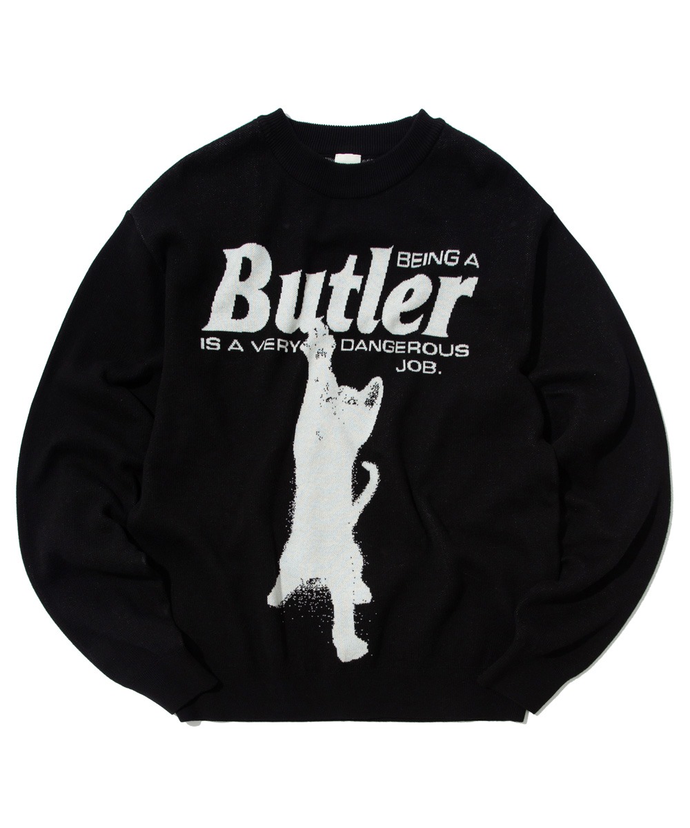 KRUCHI크루치 CAT BUTLER Knit Sweater (BLACK)
