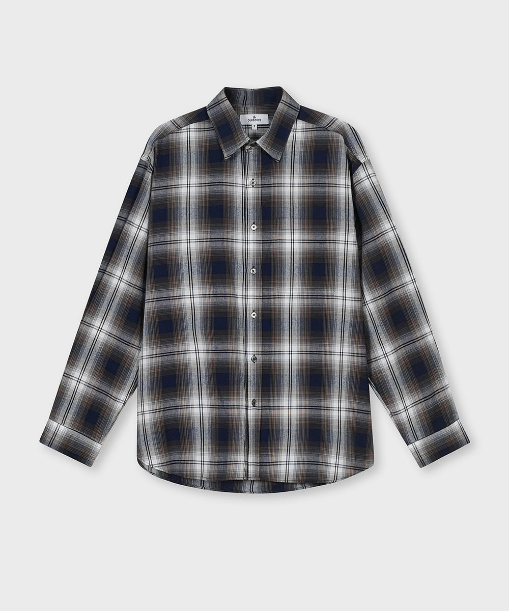 OURSCOPE아워스코프 OLIVER Check Shirts (Blue)