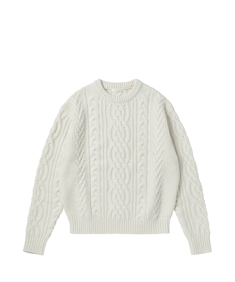 WORTHWHILE MOVEMENT월스와일무브먼트 HEAVY CABLE SWEATER (Ivory)