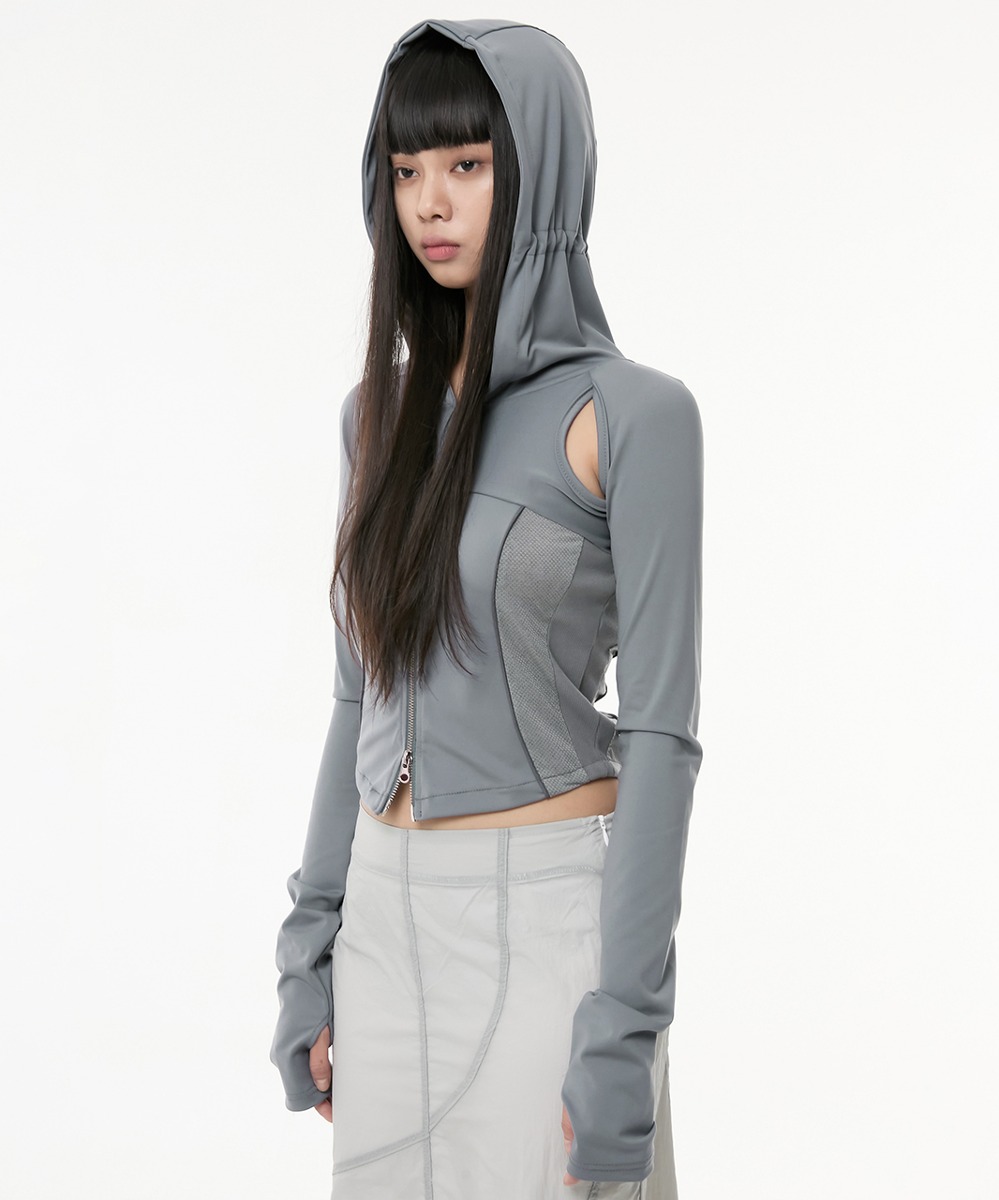 FLARE UP플레어업 19.Division Cut-out Hooded Zip-up (FL-111_Gray)