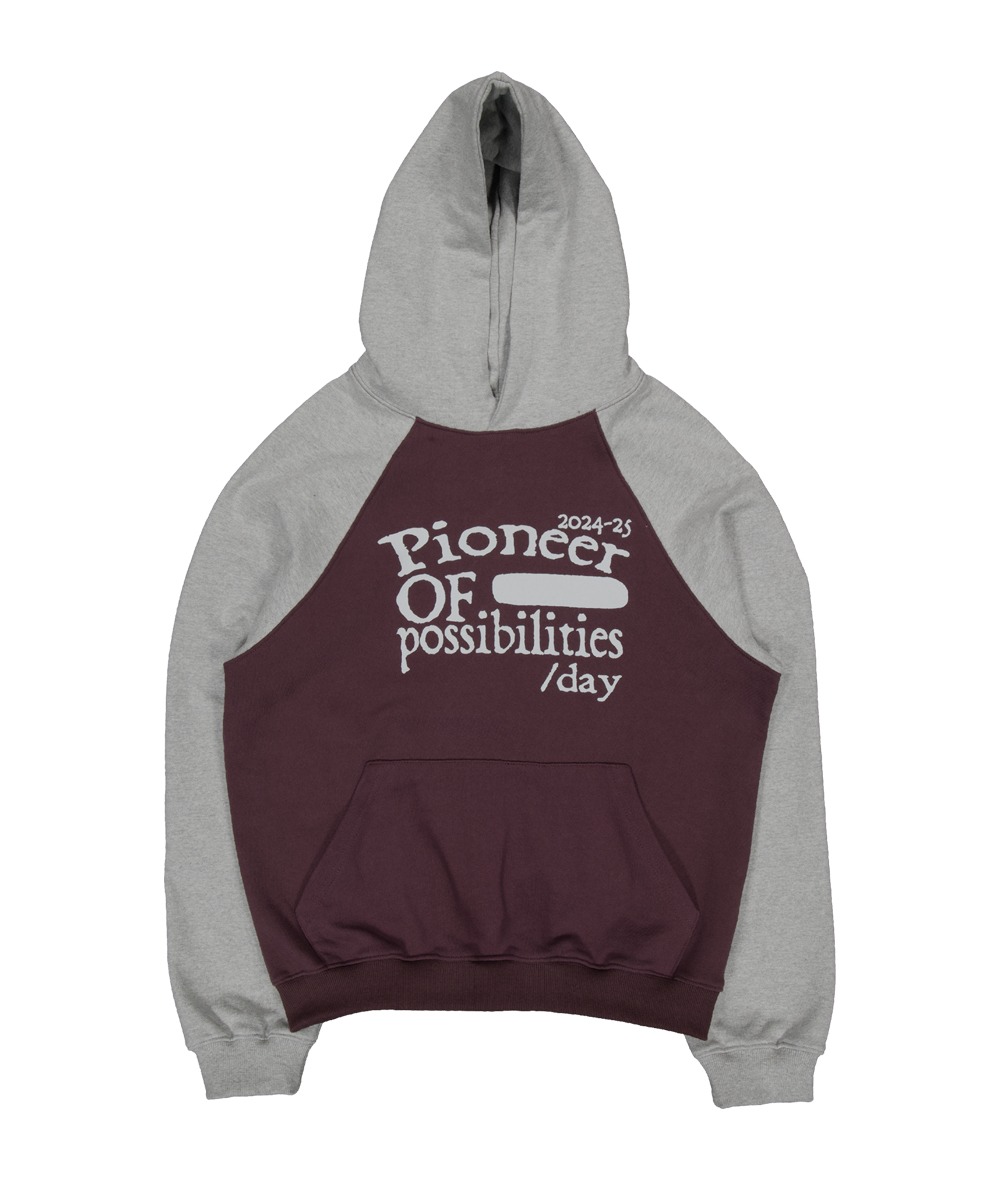 THE COLDEST MOMENT더콜디스트모먼트 TCM pioneer raglan hoodie (burgundy/grey)