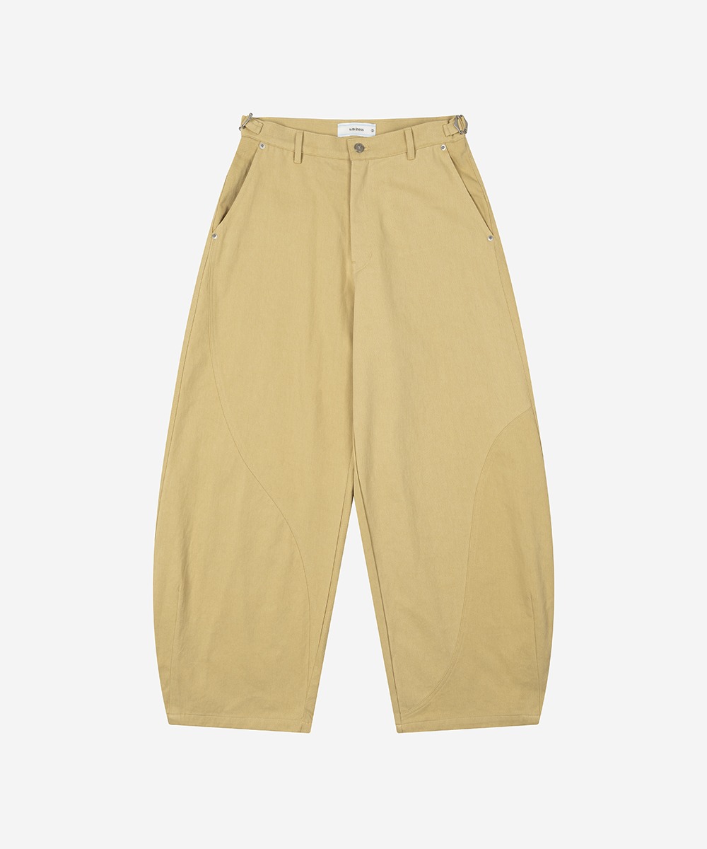 WAVINESS웨이비니스 WAVINESS -  [2.0] Oblique Curved Chino Pants - Yellow Beige