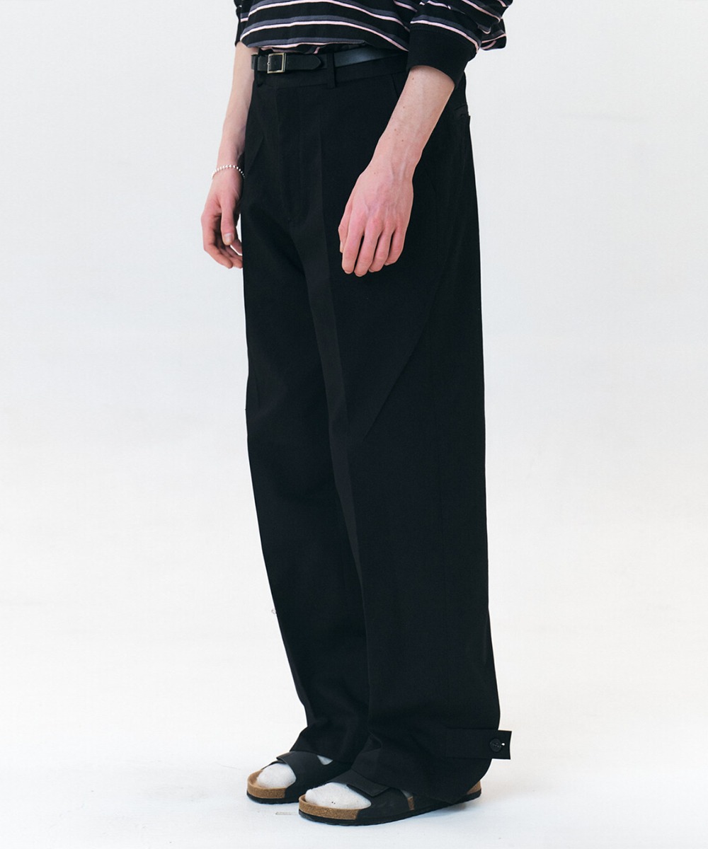WINDER윈더 DARTED WIDE TROUSERS - BLACK