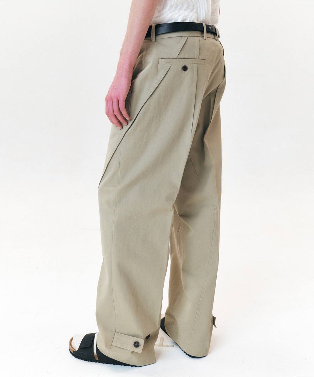 WINDER윈더 DARTED WIDE TROUSERS - TAUPE BEIGE